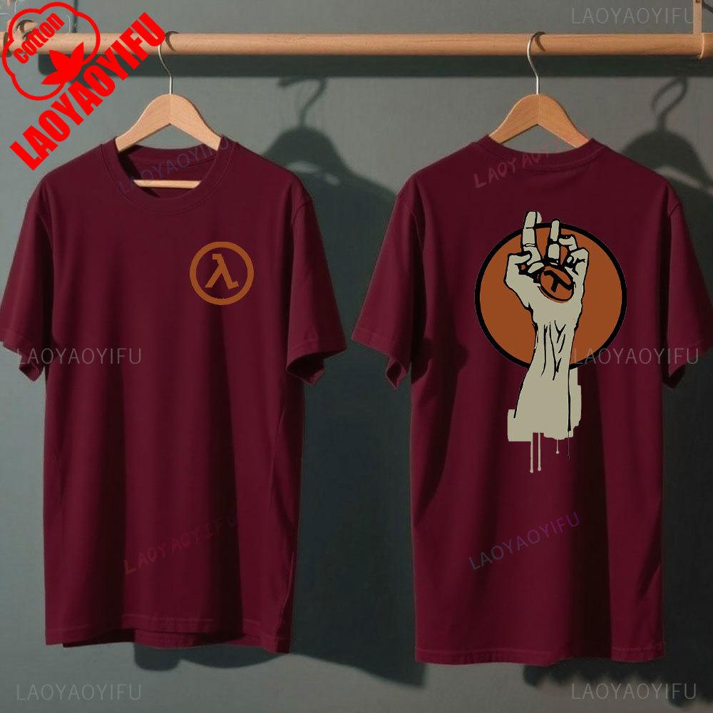 Half Life Classics Logo Lambda in Tops & Tees Cotton T-shirt Vintage Unisex Clothing Graphic T Shirts Streetwear Shirts