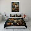 Set Decorazione Stampa Animale Safari Set Biancheria da Letto Con 1 Copripiumino 2 Federe Singolo Matrimoniale King Queen, Regalo