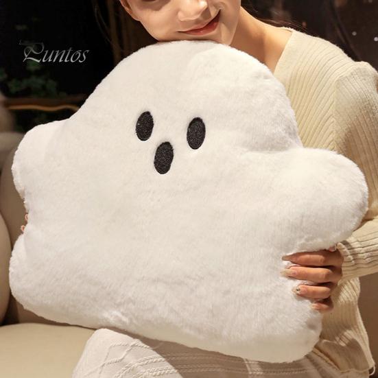 Ghost Pute Plysj Hvit Ghost Doll Søt myk flanell PP bomullsfylling Ghost Pendant Halloween Theme Sofa Ryggstøtte