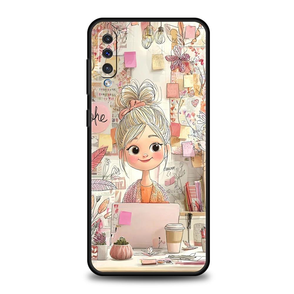 Cartoon Girl Phone Case for Samsung Galaxy A56 A36 A26 A16 A34 A24 A42 A22 A20 A12 A40 A30 A10 5G Soft TPU Cover Shell Funda Bag