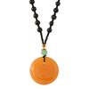 Wood Bead Beeswax Necklace No Matter Brand Pixiu Pendant Chicken Oil Yellow Amber Men's and Women's Long Sweater Chain Pendant