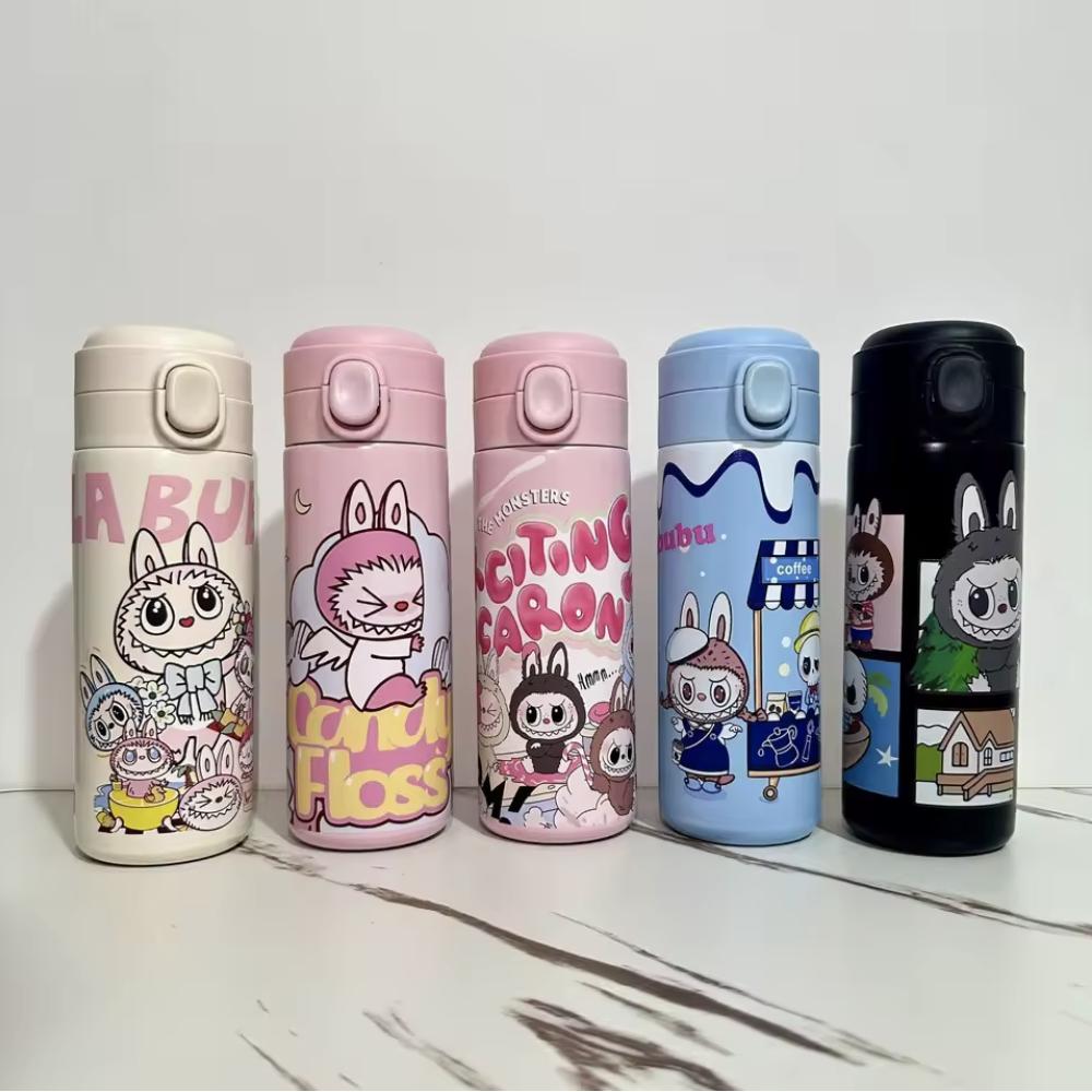 Cute Cartoon Stainless Steel Vacuum Insulated Bottle 400ml, Thermal Kids Water Cup, Portable Travel Flask