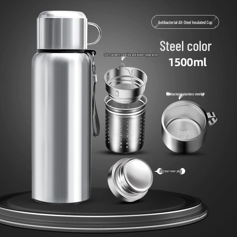 316 Stainless Steel Men's Large Capacity Insulated Outdoor Travel Mug with Tea & Water Separation, Custom Logo