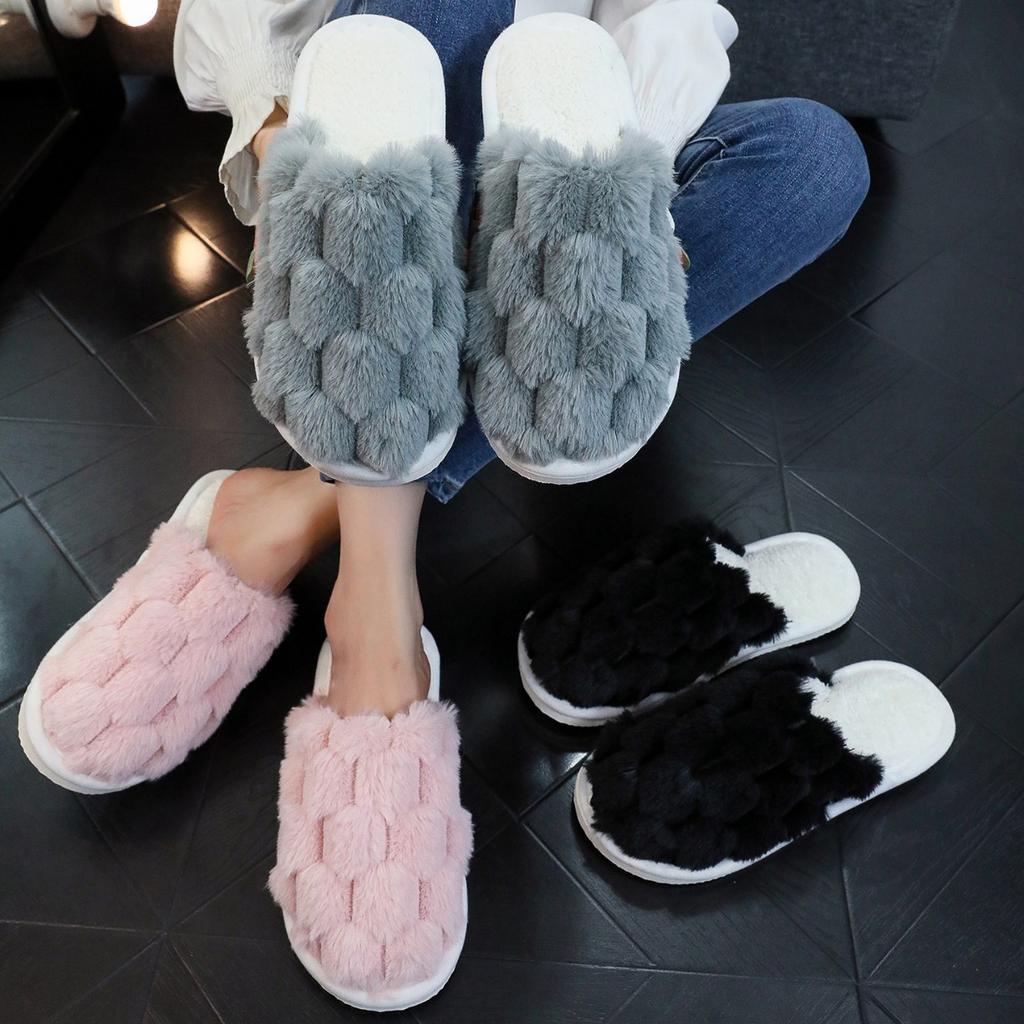 Baotou, warm in autumn and winter, indoor and outdoor fluffy shoes, cotton slippers, light foam bottom