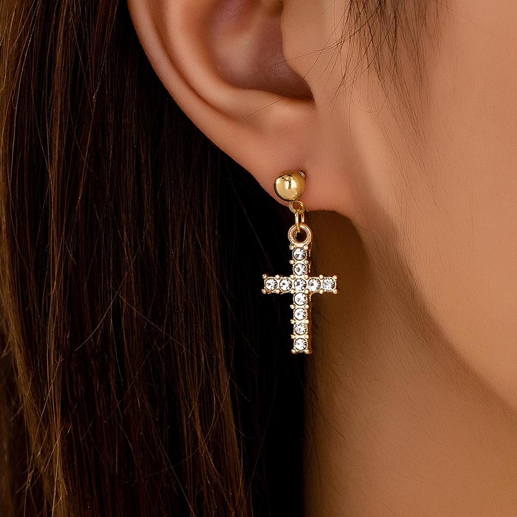Trendy Women's Cross Ear Danglers – Popular European & American Style Earrings
