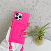 Candy Color Slot pentru card TPU Husă moale pentru telefon pentru iPhone 16 Pro Max 15 14 Pro 13 12 11 Snur mată, antișoc, protecție pentru lentile