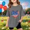 Kids Short Sleeve T Shirt Independence Day Print Top Casual Loose Fit Lightweight Summer Tee for Boys Girls