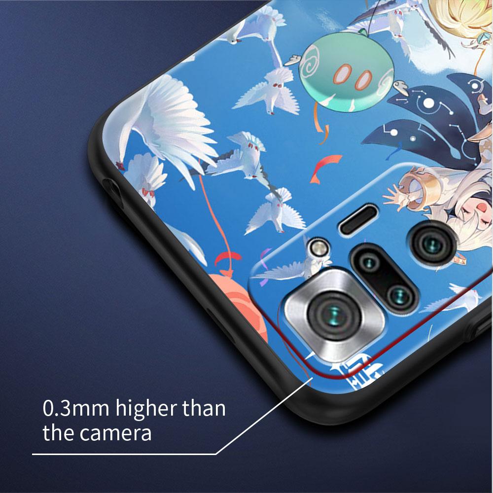 Luxury Black Phone Case For Xiaomi Redmi Note 11 10 9 8 7 Pro 9S 9A 9C 10s 8T K40 10C 10S Funda Cover Genshin Impact Beelzebul
