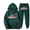 Mens Hooded Streetwear Tracksuit Set - Black Red Tiger Print Long Sleeve Top Jogger Pants Thick Casual Outfit