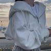 Sudaderas con capucha para mujer, chaqueta Vintage de otoño de Color sólido con cremallera, sudaderas de gran tamaño, chaquetas con capucha de manga larga Harajuku versión coreana