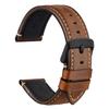 WOCCI 18mm Vintage Leather Replacement Watch Retro Genuine Leather Watch Band with Black Buckle Strap, (Golden Brown)