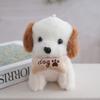 Sitting Cute Dog Plush Toy With Bone Decor And Letter Embroidery For Gift Kids