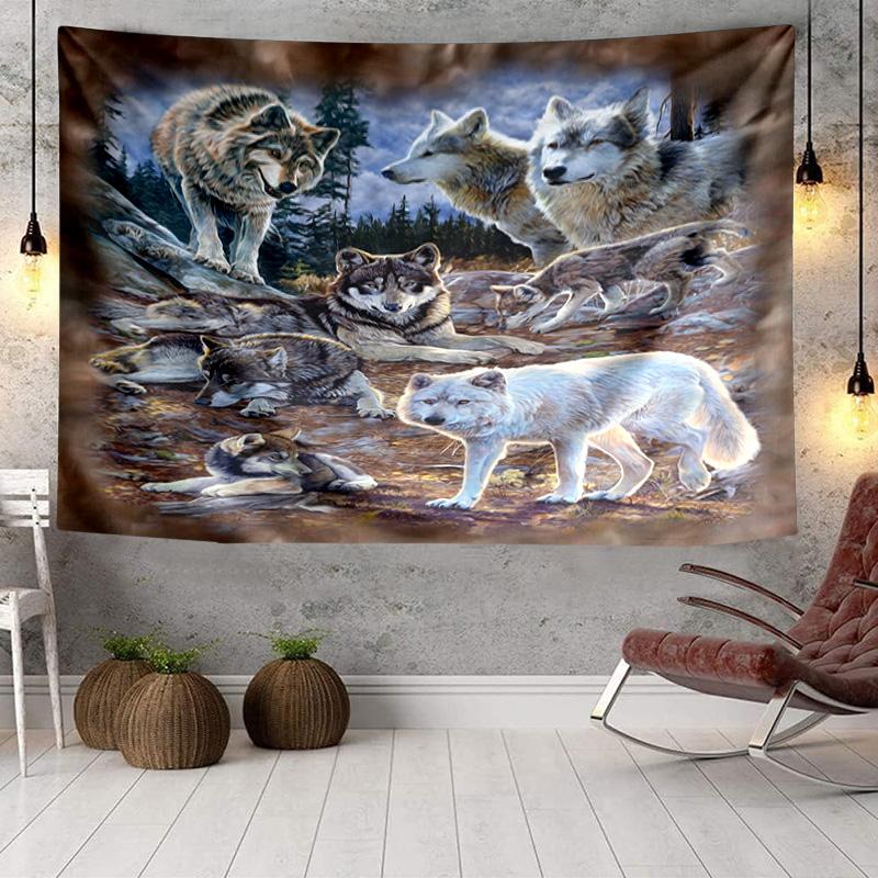 Wolf Pack Wilderness Tapestry Room Decoration Wall Hanging for Living Room Bedroom, Dormitory, Birthday and Christmas Gifts