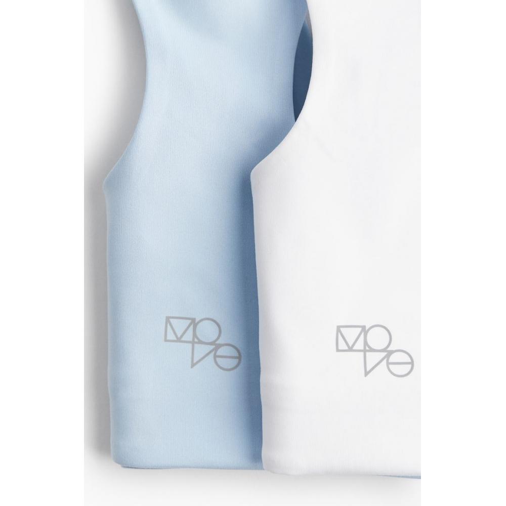 

Спортивный бюстгальтер со средней поддержкой HM, комплект из 2 предметов, светло-синий, белый