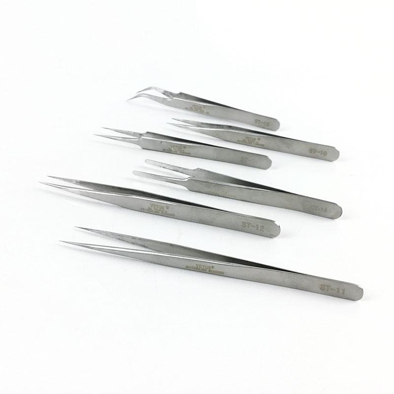 High-Precision Non-Slip Tweezers Set: Straight, Round, Bent Tips, Frosted Matte Anti-Corrosion Stainless Steel