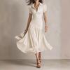 European and American new hot-selling retro striped satin pleated dress