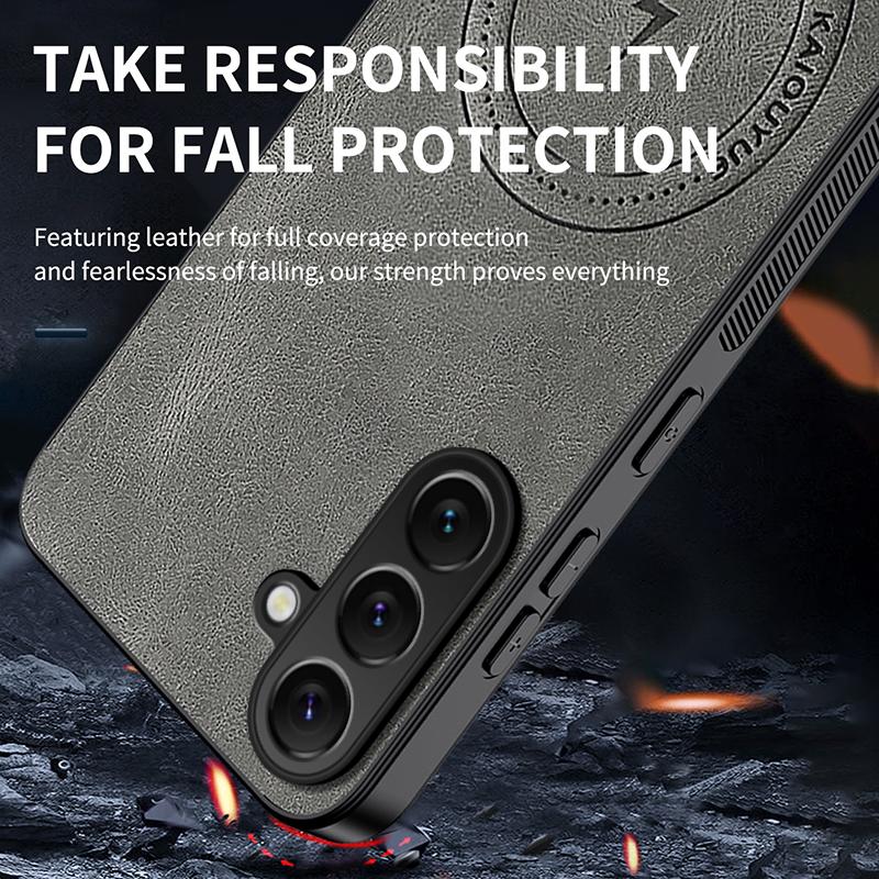 For Samsung Galaxy A57 5G Magnetic Case WANLONFENG SD1 Series Nappa Texture PC TPU Phone Cover