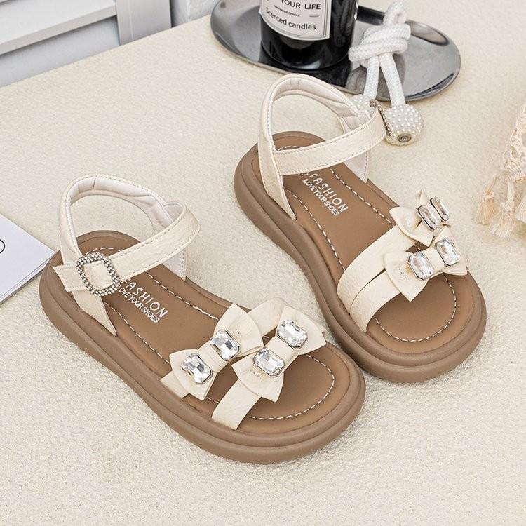 2026 Summer Girls' Bow Beach Sandals - Princess Open-Toe Shoes for Little Girls