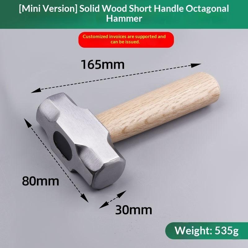 Mini Hammer High Carbon Steel Hammer Solid Wood Short Handle Octagonal or Round Head Hammer Small Manual Hardware Tool