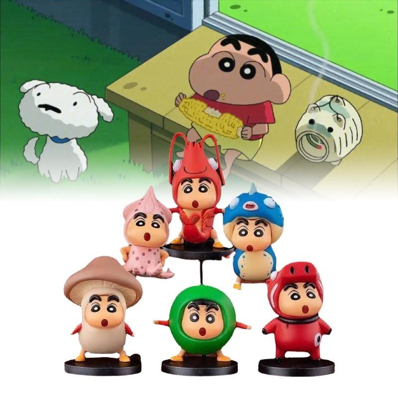Crayon 6pcs Shin Chan Food Costume Pvc Toy Model Desktop Decor Gift Christmas