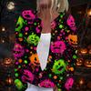 Women's Long Sleeve Cardigan with Halloween Print Button Front for Party Outwear