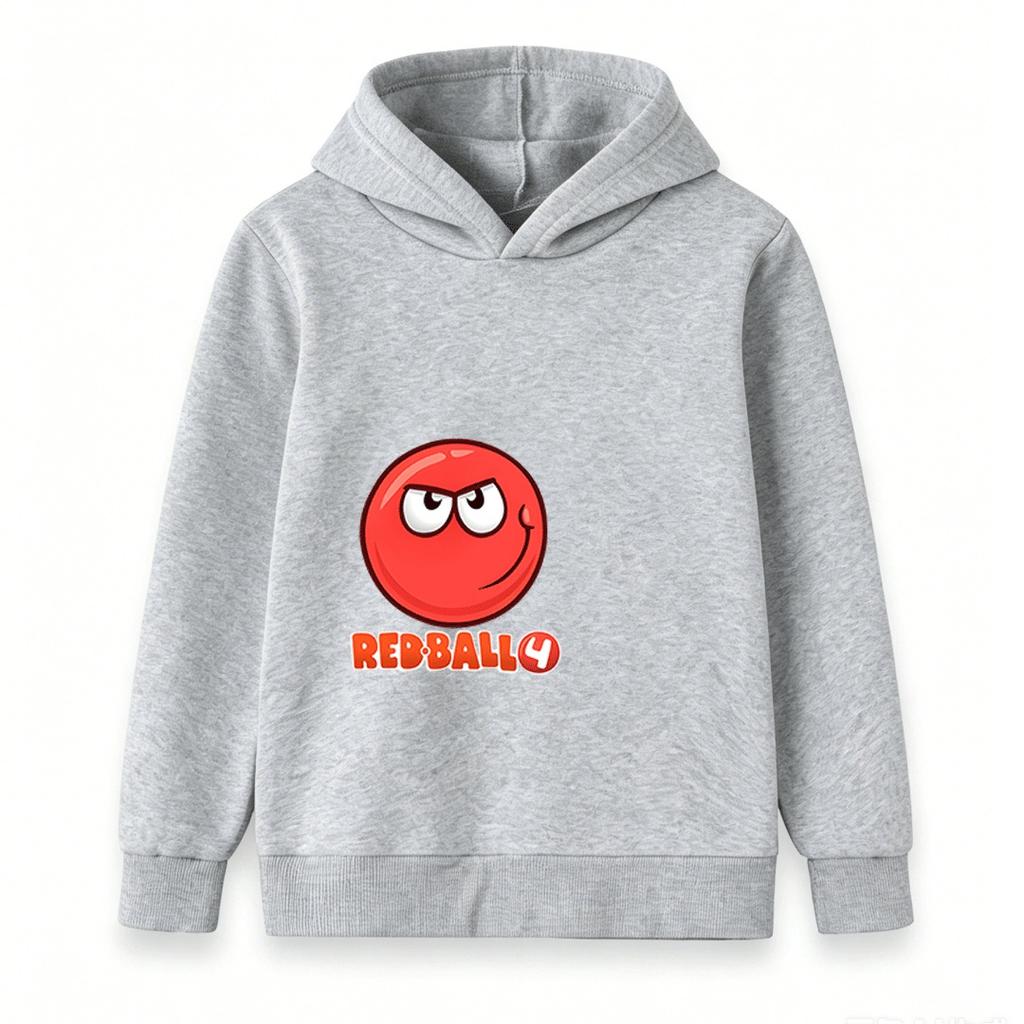 Kids Boys Girls Casual Hoodie Red Angry Smile Ball Print Pullover Sweatshirt Soft Long Sleeve Warm Hooded Top for Children