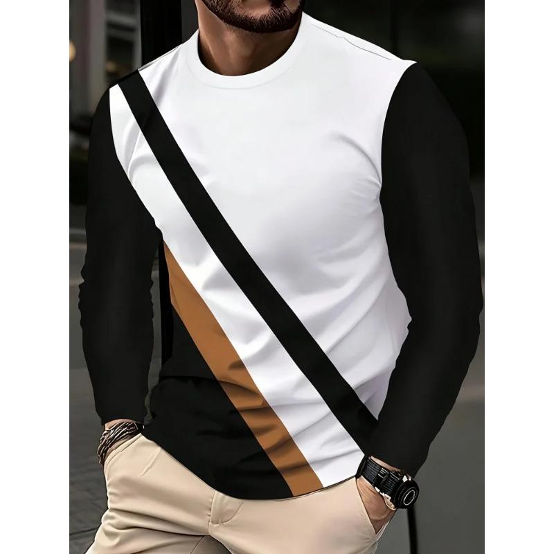 Comfortable Versatile Men's Top Casual Loose Long Sleeve Print T-Shirts Men's