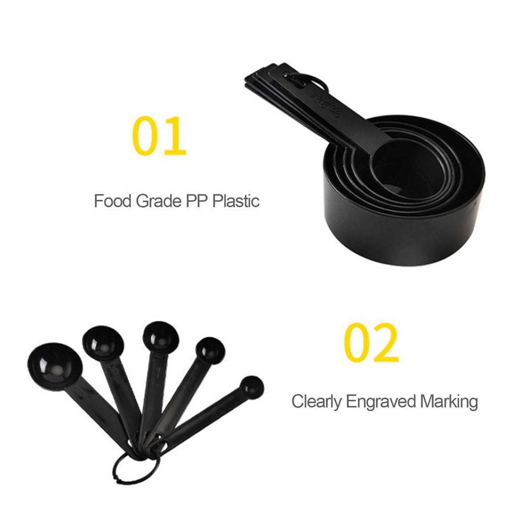 10Pcs/Set Measuring Cups Spoons Set DIY Baking Weighting Tools Food Grade PP Plastic With Clearly Engraved Marking