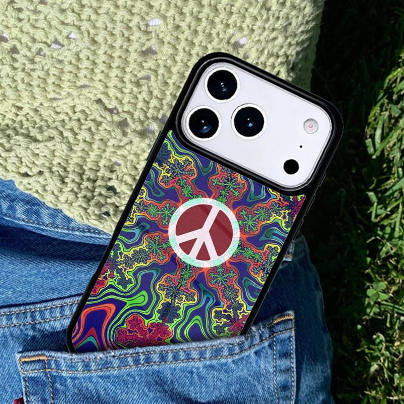 Hippy Hippie Psychedelic Art Peace phone case cover Compatible with for IPhone 17air 16e 15 14 13 12 11Pro Max 17 Air