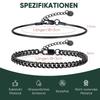 Vnox 2pcs Snake Cuban Link Chain Bracelet Set Black Silver Color Stainless Steel Adjustable 18-21cm Wristband Gift for Men Women