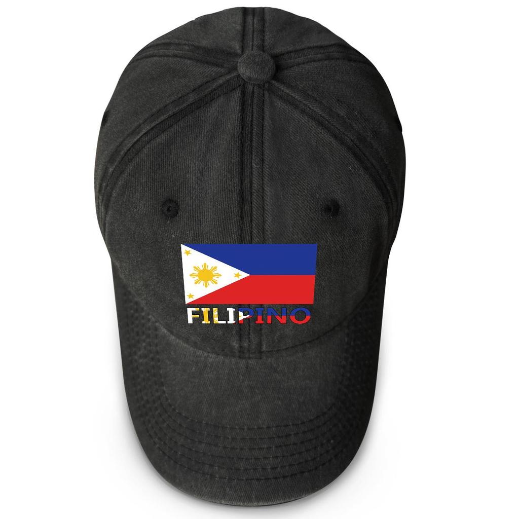 Flag of Filipino Print Adjustable Baseball Hat, Patriotic Flat Cap Trendy Slouchy Sun Visor Raw Brim Snapback Baseball Cap