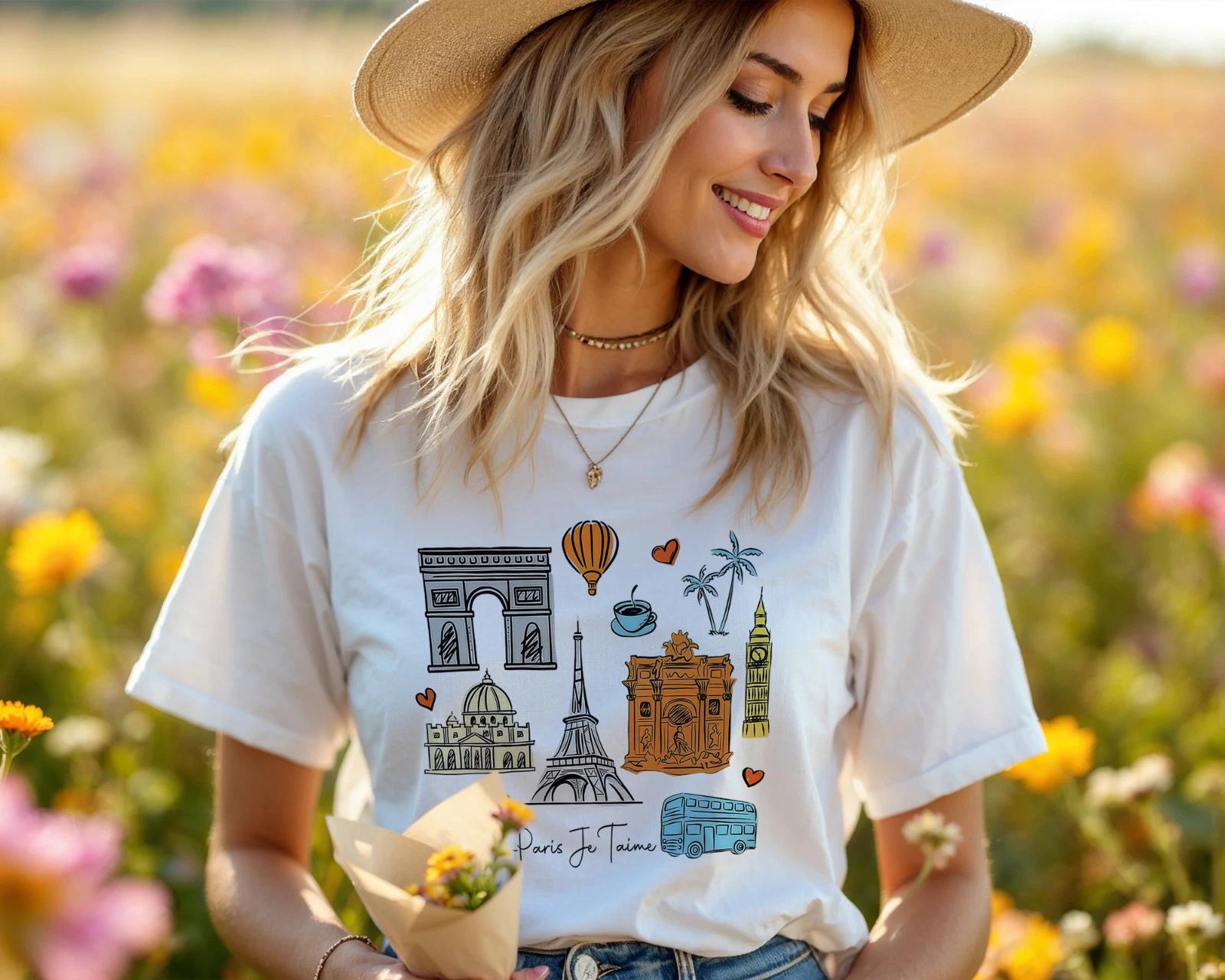 Футболка  Париж Я Люблю Тебя  Милая Французская Туристическая Футболка, Подарок для Любителей Эйфелевой Башни A368 S