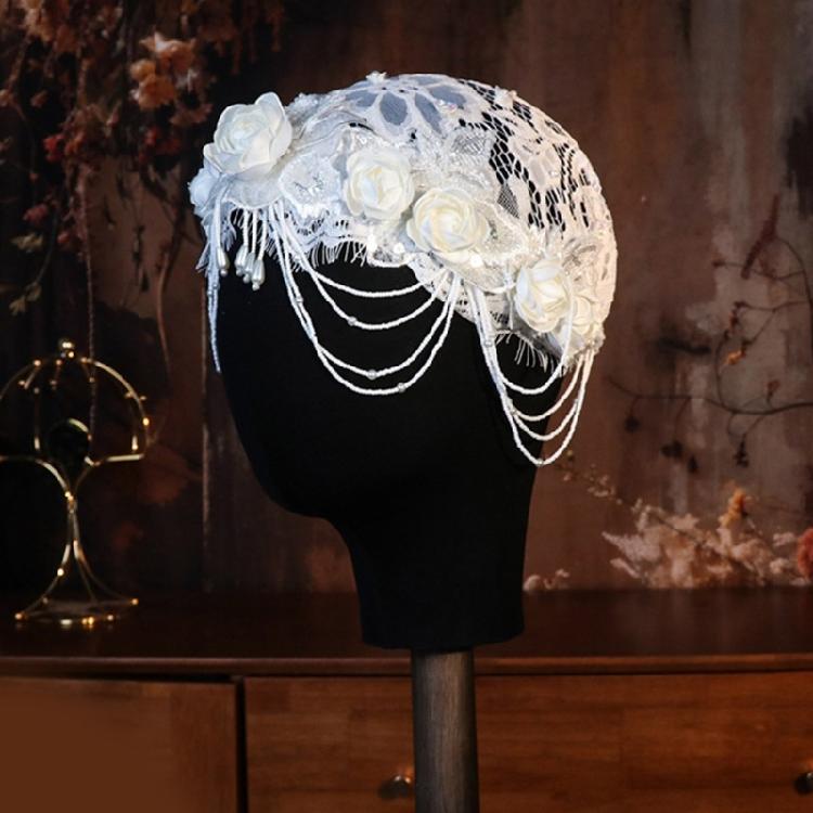 Graceful Lace Meshes Hat Romantics Hollows Flower Lace Hat Vintage Lace Hat for Weddings and Banquets