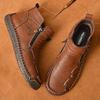 Men's Leather Boots Zipper High Top Casual Shoes