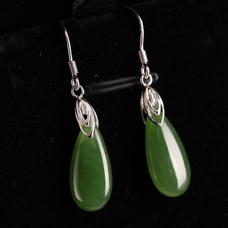 Tancise 925 Sterling Silver Jade Zirkon Náušnice Visací náušnice pro ženy Dárky na svatbu