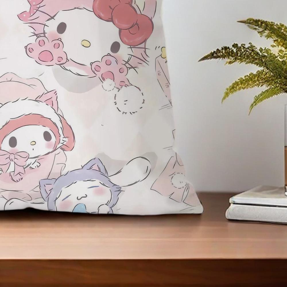 Cute S-Sanrio Friends Cushion Cover For Pillow Printing Sofa Decoration Home Car Room Coffee Shop Office Nordic Simplicity