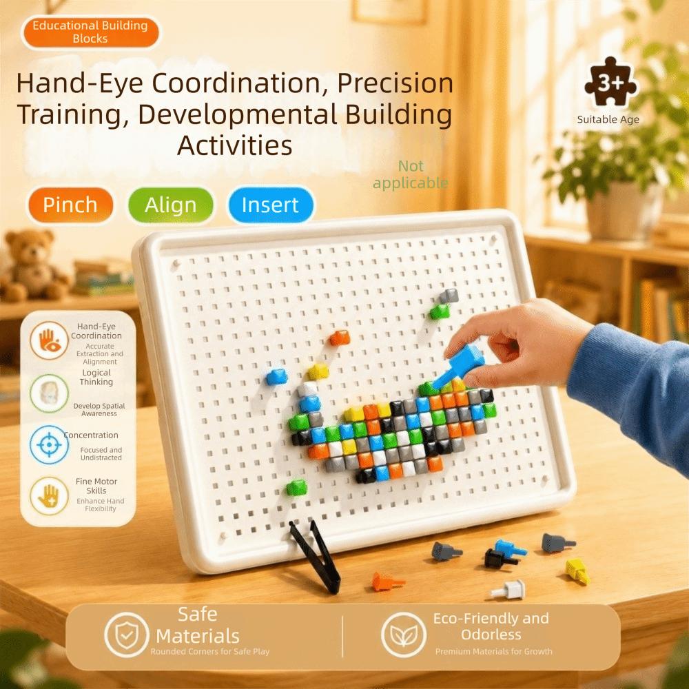 Fine Motor Peg Board Puzzle Toy DIY Set Mushroom Nail Puzzle Toy 3D Puzzle Toy Boys Girls