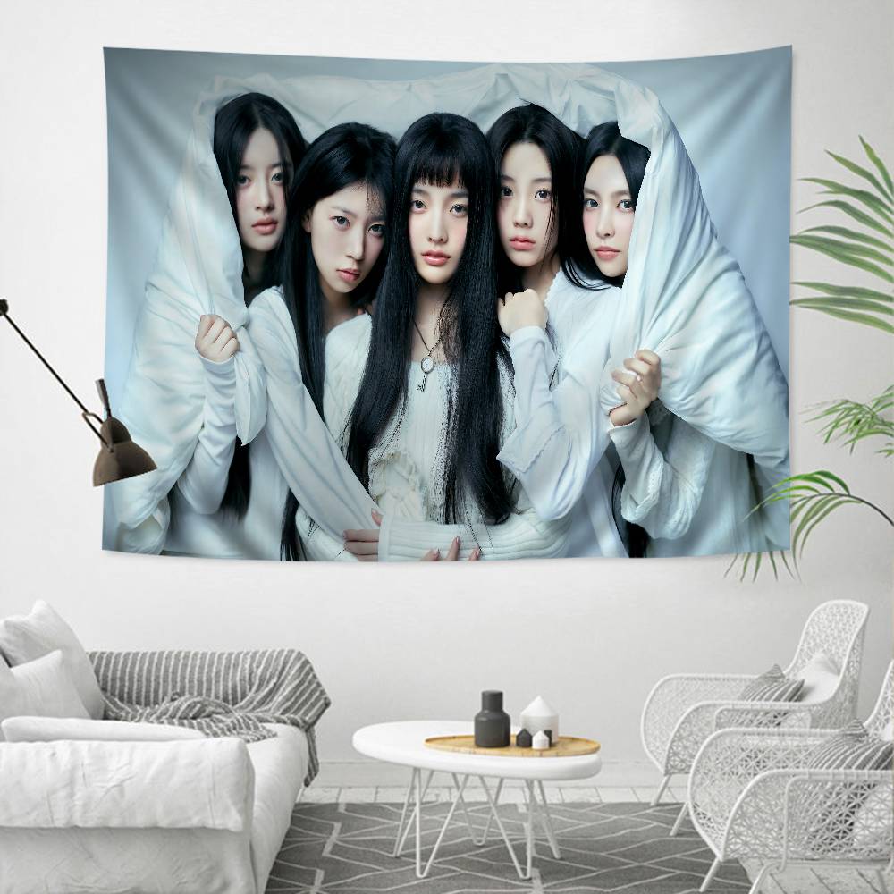 Popular Famous Band IILLIT Chart Tapestry Art Science Fiction Room Home Decor Cheap Hippie Wall Hanging
