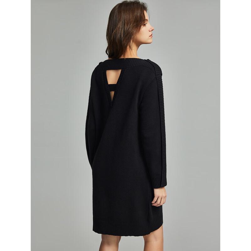 ELLE Women's Black Hollow-Out Lace-Up Long Dress