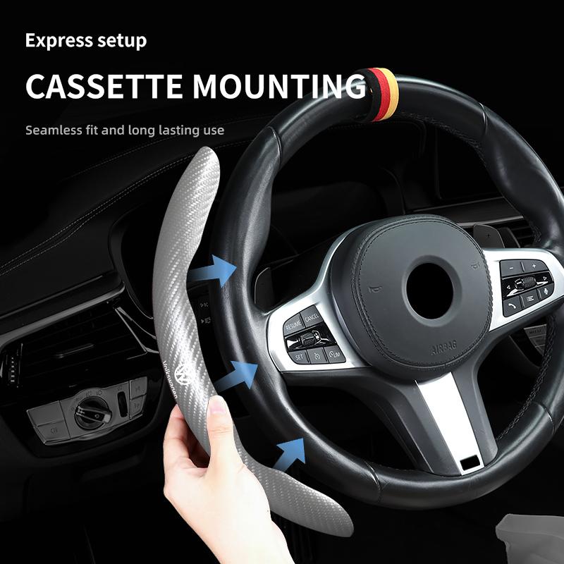WET1 For Volkswagen VW Carbon Fiber Steering Wheel Trim Non Slip Durable Split Wheel Protector Passat Golf 4 5 6 Tiguan Polo Scirocco