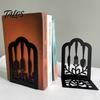 Wear Resistant Bookends 1 Pair Kitchen Metal Decorative Bookend for Shelves, Heavy Duty Non-Skid Book Dining Room Holder Stand, Black Support Stopper