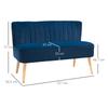 Modern Double Seat Sofa Foam Padding High Back Soft Comfortable Compact Couch Home Office Dark Blue