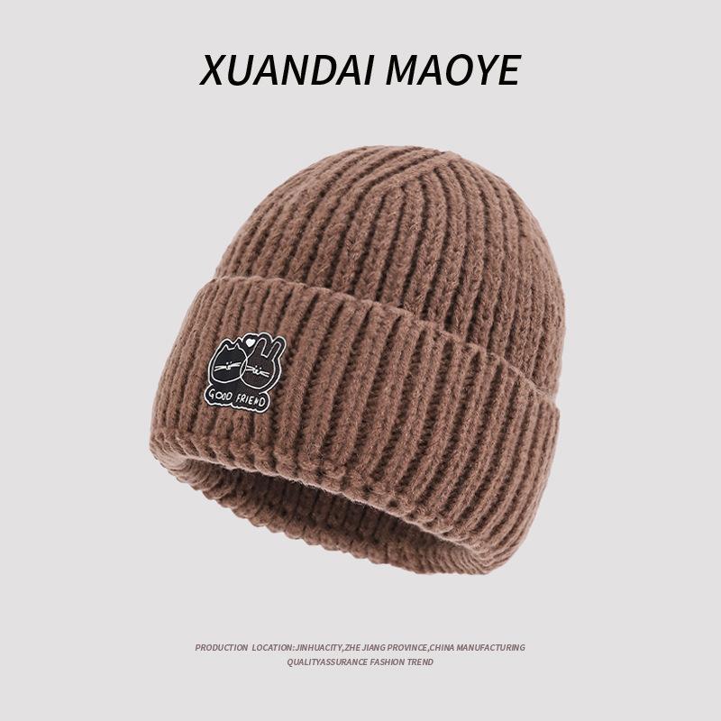 Autumn And Winter Women'S Winter Thickened Warm Men'S Knitted Hats Casual Versatile Big Head Circumference Showing Small Face Wool Hats
