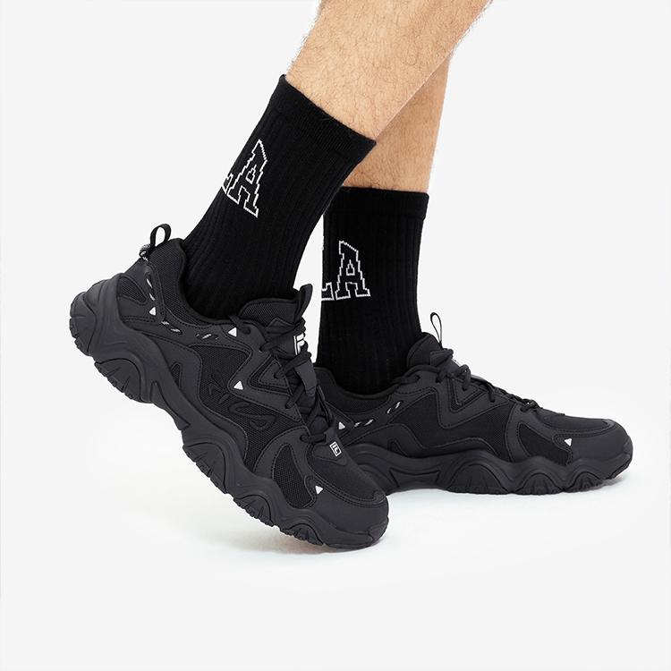 Fila Fluid 4 Cat Paw 4.0 Fabric Synthetic Leather Retro Casual Wear Durable Low-Top Dad Shoes Men Sneaker Black F12M232127FBK
