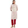 W for Woman W for Womanhite Floral Printed Cotton Straight Long Kurta with Lace