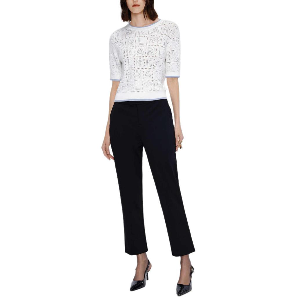 Karl Lagerfeld Casual Trendy Luxury Letter Sequin Hollow Pullover Short T-Shirt Women Tops M21L2316100