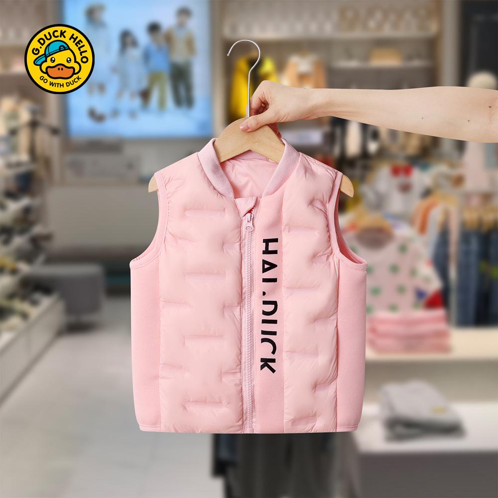Детский легкий пуховый жилет  Маленькая желтая утка  - Теплый слой для мальчиков и девочек на осень/зиму. 120 cm
