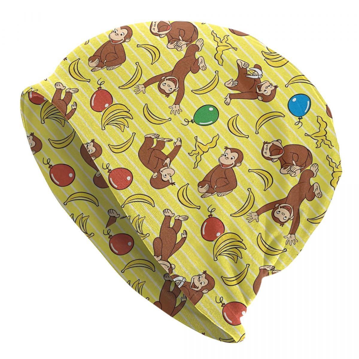 Cartoon Monkey Curious George Cap Casual Unisex Street Skullies Beanies Hat Spring Warm Head Wrap Bonnet Hat One Size