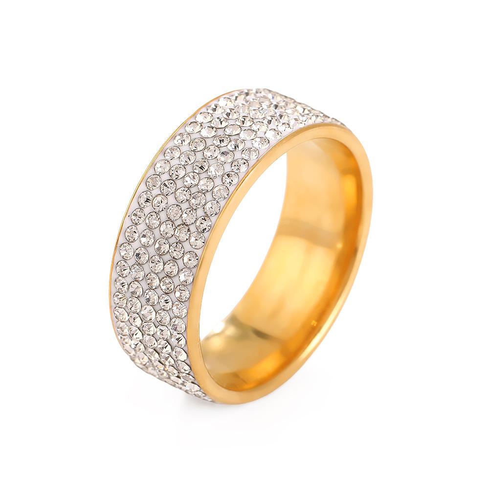 Vintage Retro Style Steel Ring for Women 5 Row Clear Crystal Jewelry Fashion Stainless Steel Engagement Wedding Rings