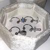 Eight-Pointed Star Water Drop Cubic Zirconia Titanium Steel U-Shaped Horseshoe Ring and Butterfly Ear Studs